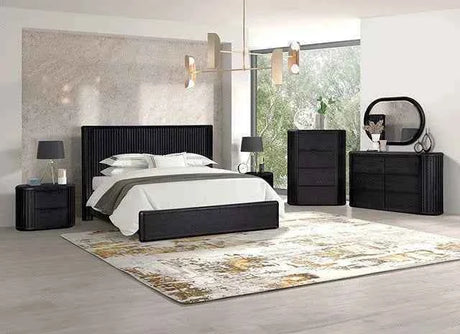Hildesheim Black Panel 5-Piece Queen Bedroom Set by Furniture of America at Eve Furniture