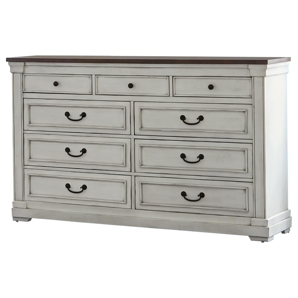 Hillcrest Dark Rum/White 9-Drawer Dresser