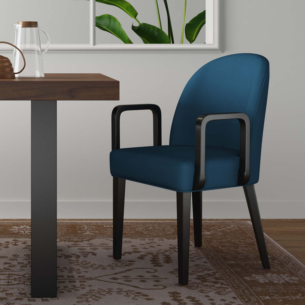 Hillman Dining Arm Chair in Blue by Manhattan Comfort at Eve Furniture