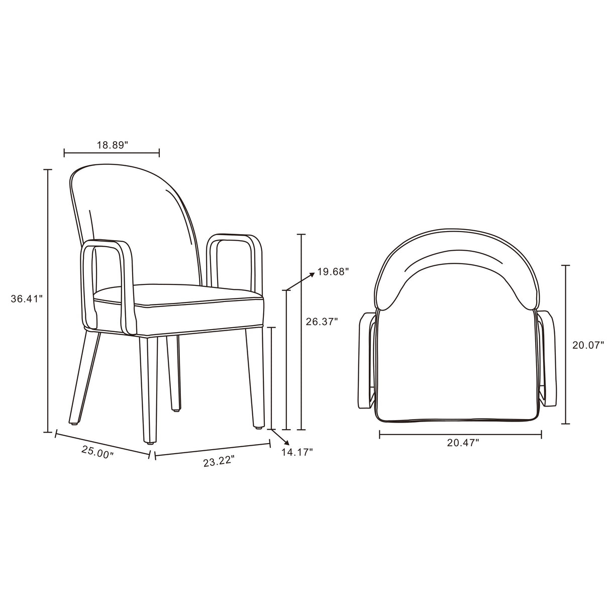Hillman Dining Arm Chair in Light Grey by Manhattan Comfort at Eve Furniture