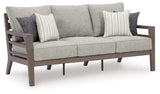 Hillside Barn Gray/Brown Outdoor Sofa with Cushion by Ashley at Eve Furniture
