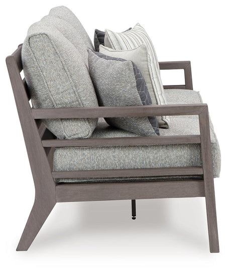 Hillside Barn Gray/Brown Outdoor Sofa with Cushion by Ashley at Eve Furniture