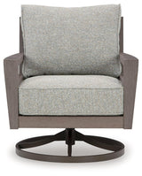 Hillside Barn Gray/Brown Outdoor Swivel Lounge Chair by Ashley at Eve Furniture