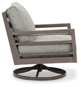 Hillside Barn Gray/Brown Outdoor Swivel Lounge Chair by Ashley at Eve Furniture