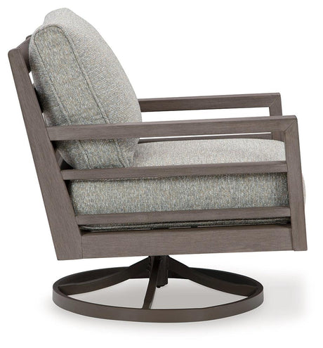 Hillside Barn Gray/Brown Outdoor Swivel Lounge Chair by Ashley at Eve Furniture