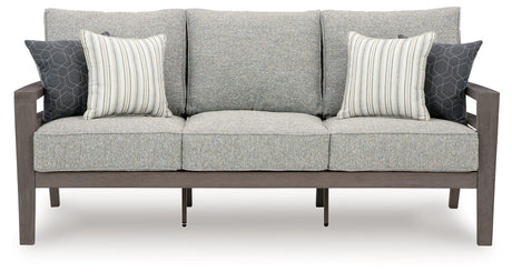 Hillside Barn Gray/Brown Outdoor Sofa with Cushion by Ashley at Eve Furniture