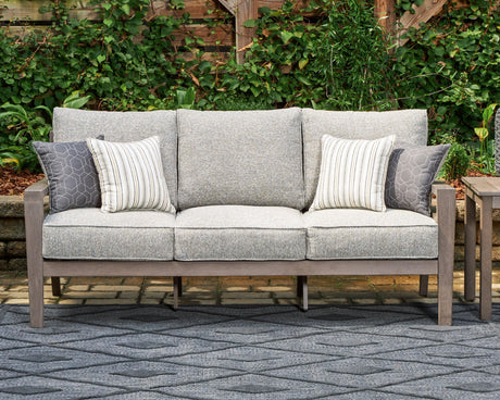 Hillside Barn Gray/Brown Outdoor Sofa with Cushion by Ashley at Eve Furniture