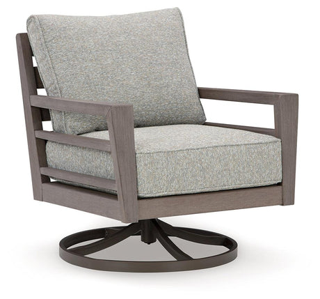 Hillside Barn Gray/Brown Outdoor Swivel Lounge Chair by Ashley at Eve Furniture