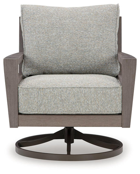 Hillside Barn Gray/Brown Outdoor Swivel Lounge Chair by Ashley at Eve Furniture