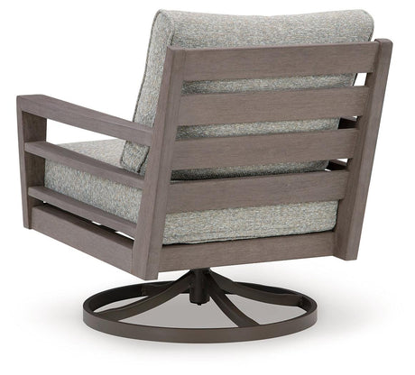 Hillside Barn Gray/Brown Outdoor Swivel Lounge Chair by Ashley at Eve Furniture