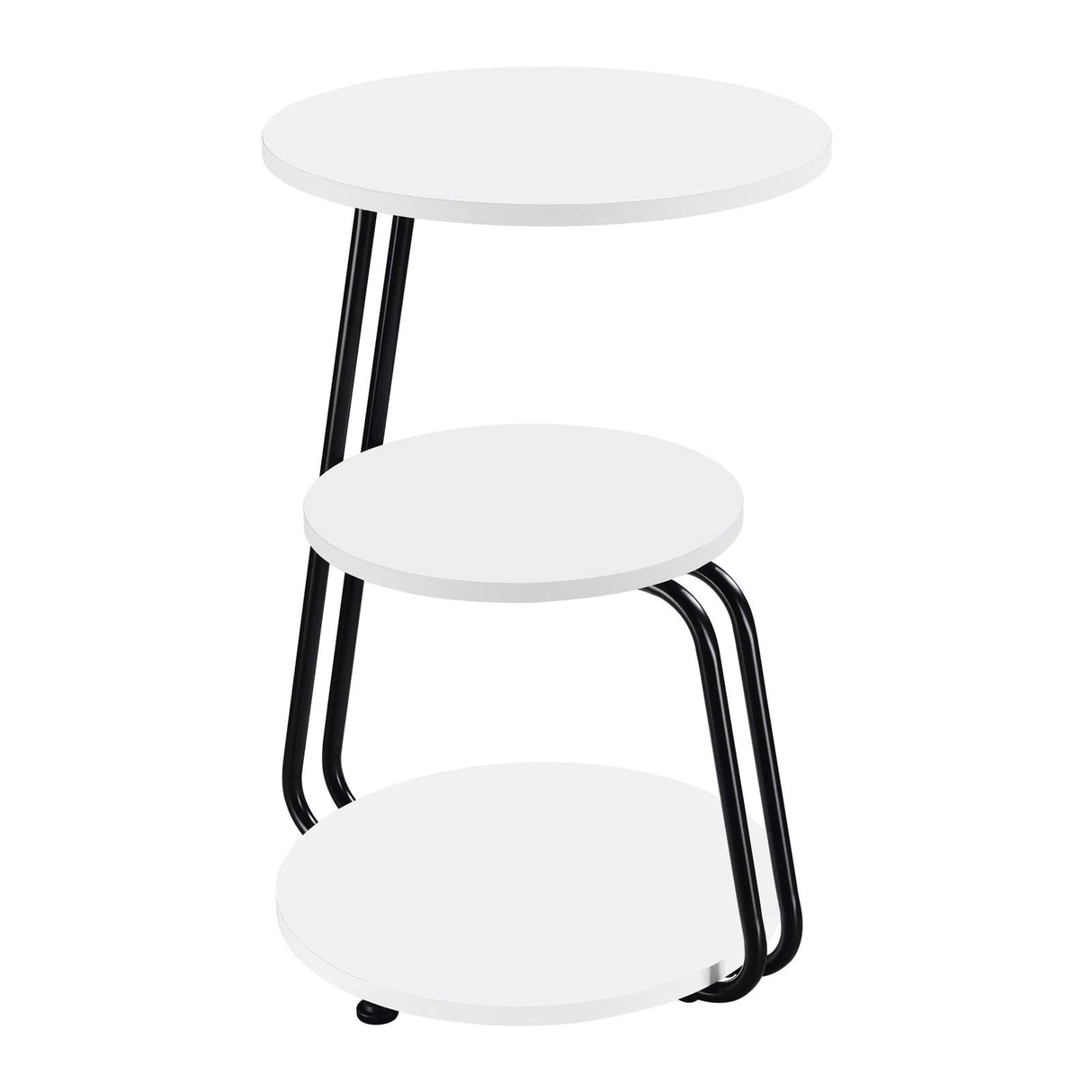 Hilly 3-tier Round Side Table White and Black