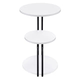 Hilly 3-tier Round Side Table White and Black