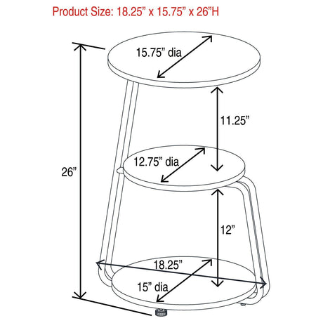 Hilly White and Black 3-tier Round Side Table by Coaster at Eve Furniture