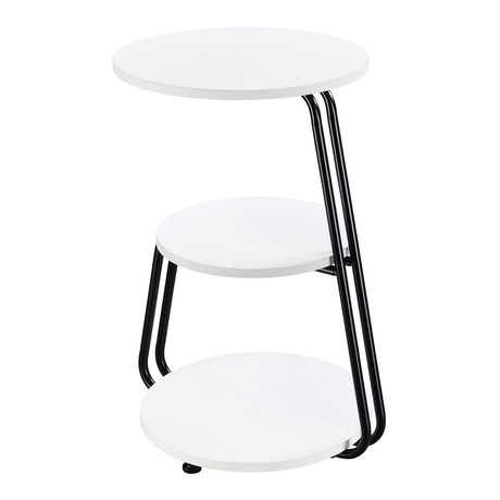 Hilly White and Black 3-tier Round Side Table by Coaster at Eve Furniture
