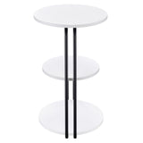 Hilly White and Black 3-tier Round Side Table by Coaster at Eve Furniture