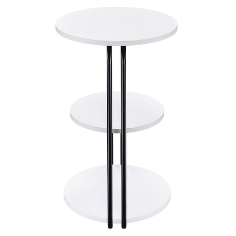 Hilly White and Black 3-tier Round Side Table by Coaster at Eve Furniture