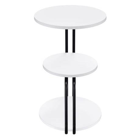 Hilly White and Black 3-tier Round Side Table by Coaster at Eve Furniture