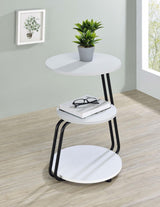 Hilly White and Black 3-tier Round Side Table by Coaster at Eve Furniture