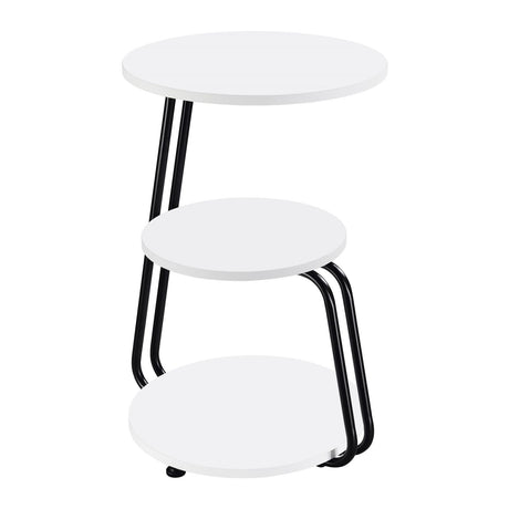 Hilly White and Black 3-tier Round Side Table by Coaster at Eve Furniture