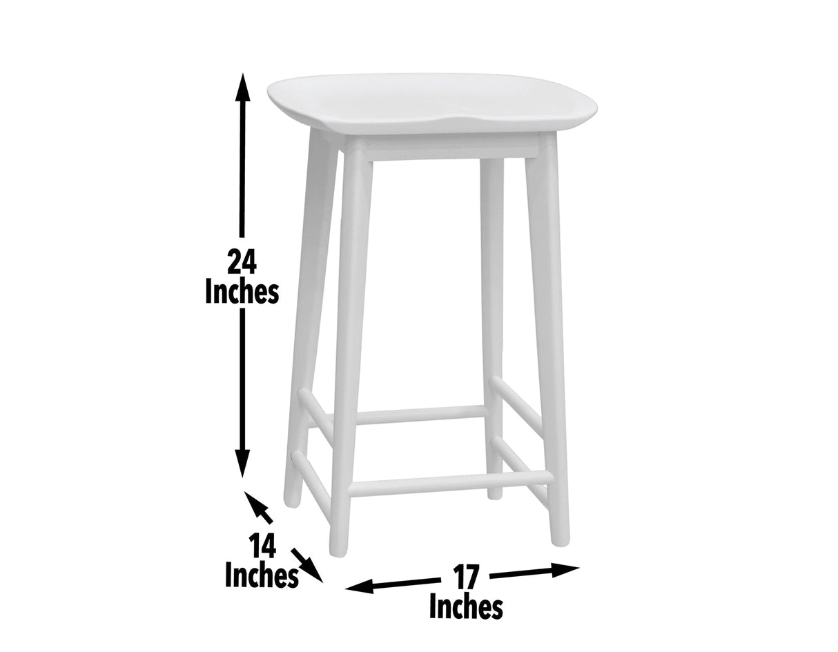 Hilton 24″ Backless Counter Stool, White