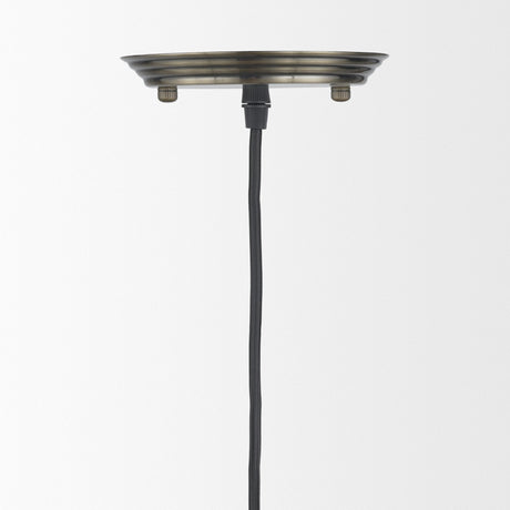 Hines I Antiqued-Brass Metal Cage Pendant Light by Mercana at Eve Furniture