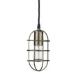 Hines I Antiqued-Brass Metal Cage Pendant Light by Mercana at Eve Furniture