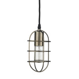Hines I Antiqued-Brass Metal Cage Pendant Light by Mercana at Eve Furniture