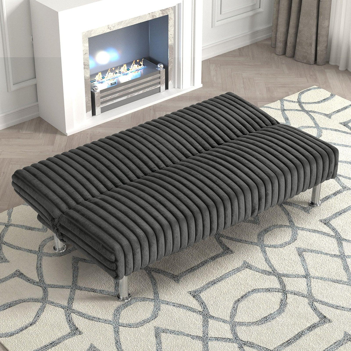 Hinwil Charcoal Futon Sofa Bed by Furniture of America at Eve Furniture