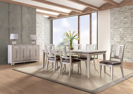 Hinwitz White Oak 7-Piece Dining Room Set by Furniture of America at Eve Furniture