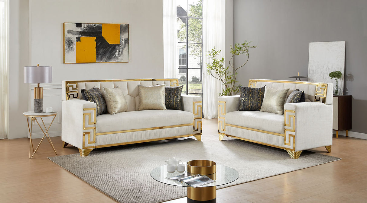 Hira Cream Sofa & Loveseat by New Era Innovations at Eve Furniture
