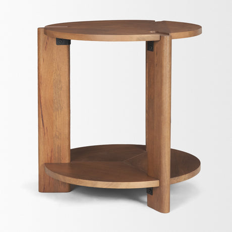 Hisako Mid Brown Open Round Accent Table by Mercana at Eve Furniture
