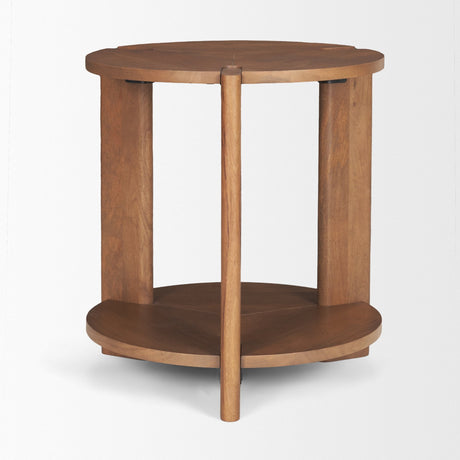 Hisako Mid Brown Open Round Accent Table by Mercana at Eve Furniture