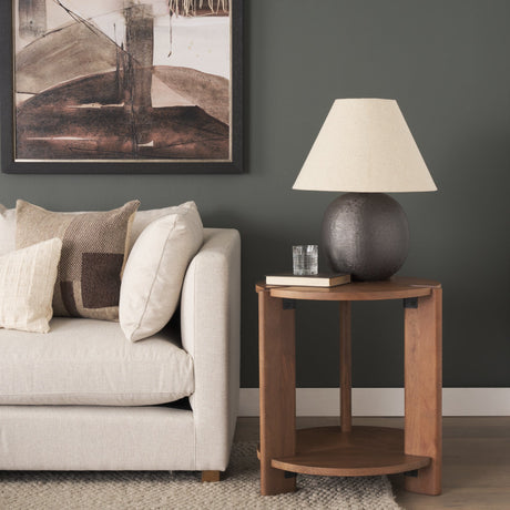 Hisako Mid Brown Open Round Accent Table by Mercana at Eve Furniture