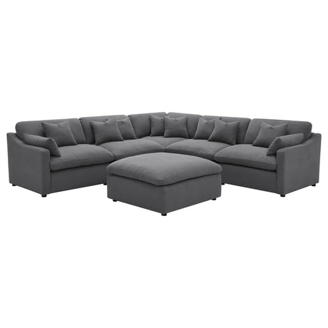Hobson Charcoal 5-Piece Upholstered Modular Sectional and Ottoman by Coaster at Eve Furniture