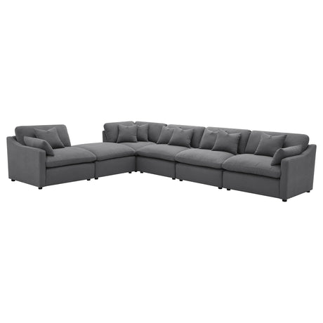 Hobson Charcoal 5-Piece Upholstered Modular Sectional and Ottoman by Coaster at Eve Furniture
