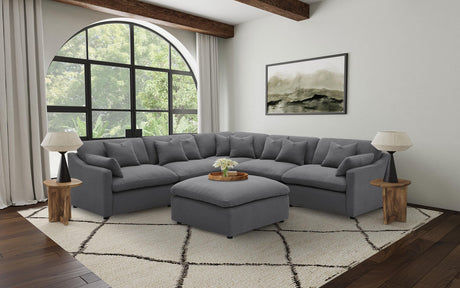 Hobson Charcoal 5-Piece Upholstered Modular Sectional and Ottoman by Coaster at Eve Furniture