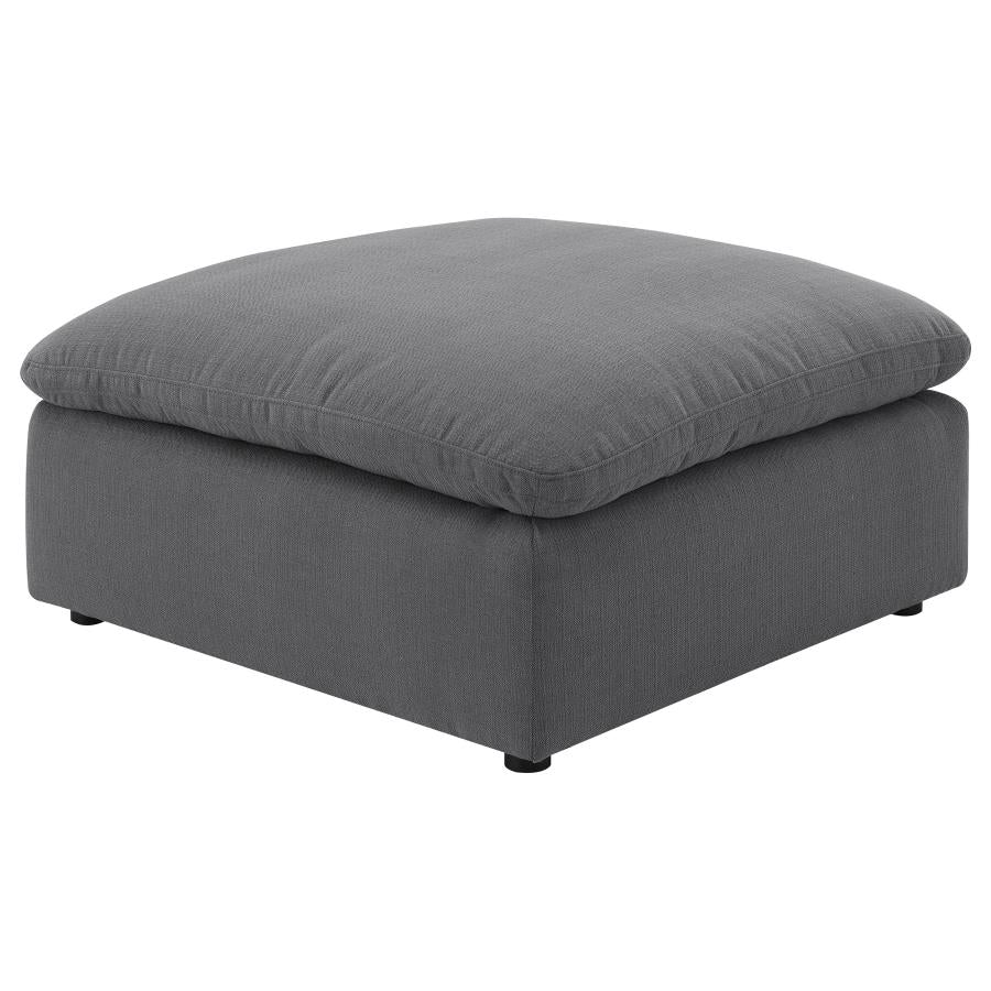 Hobson Charcoal Square Upholstered Ottoman
