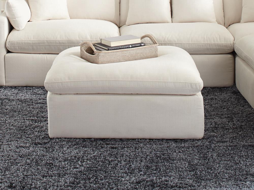 Hobson Cushion Seat Ottoman Off-White