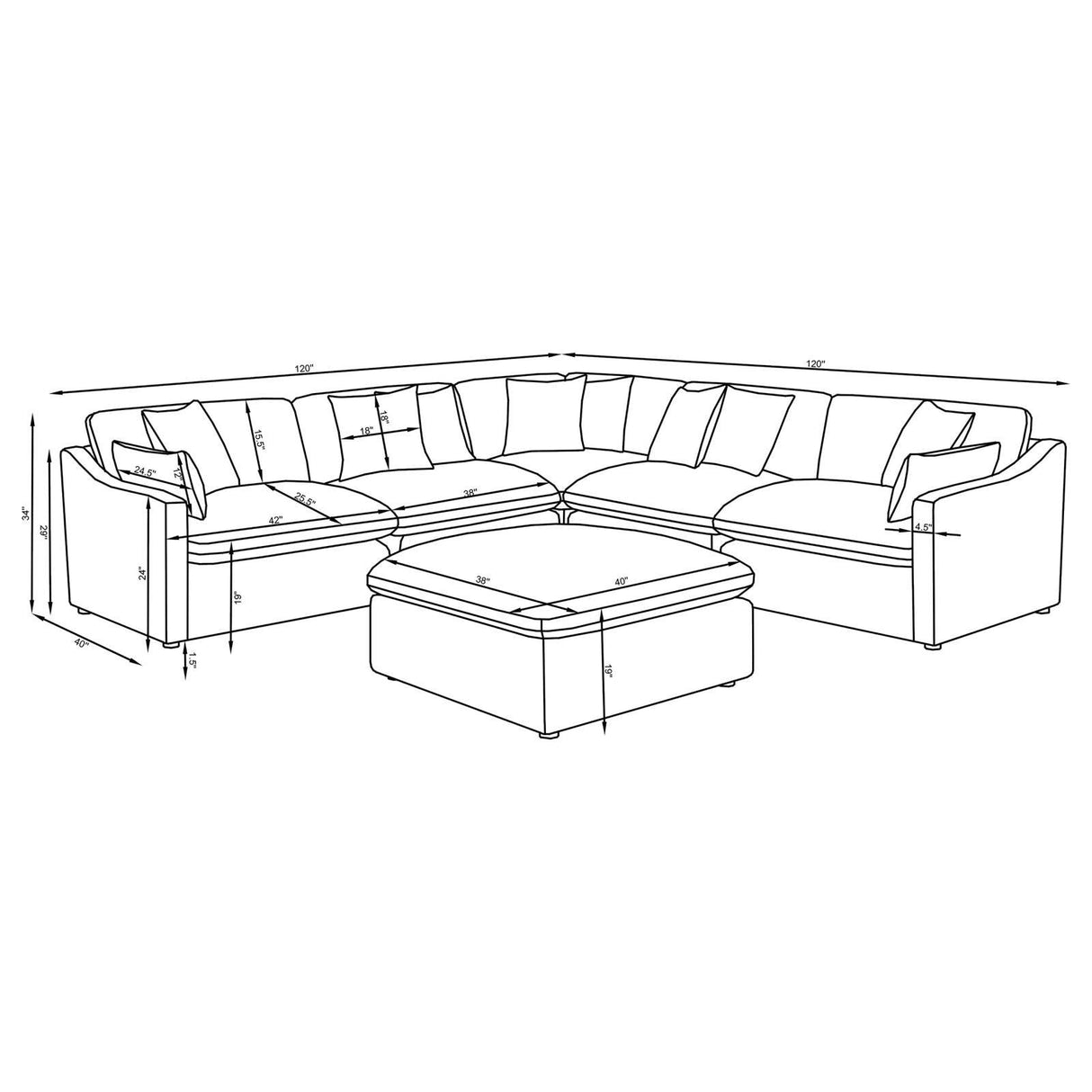 Hobson Ivory 6-Piece Upholstered Modular Sectional Sofa by Coaster at Eve Furniture