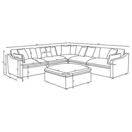Hobson Ivory 6-Piece Upholstered Modular Sectional Sofa by Coaster at Eve Furniture