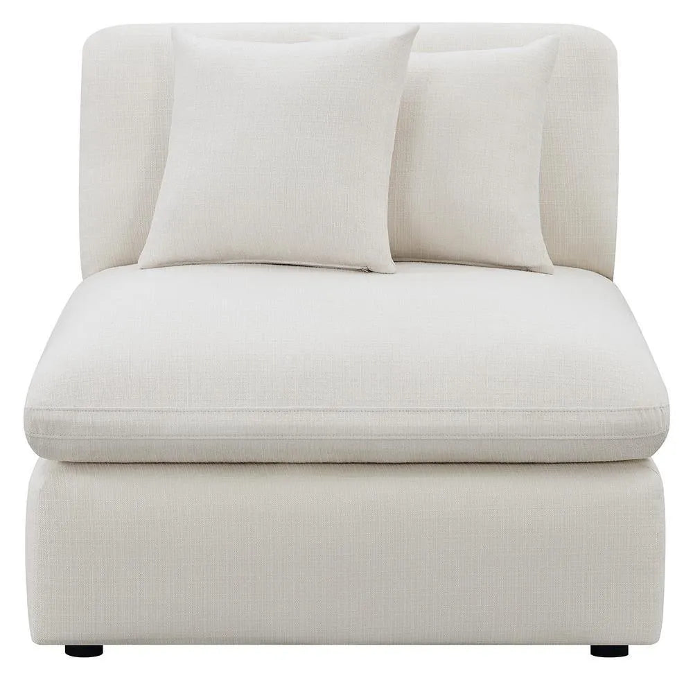 Hobson Off-White Cushion Back Armless Chair by Coaster at Eve Furniture