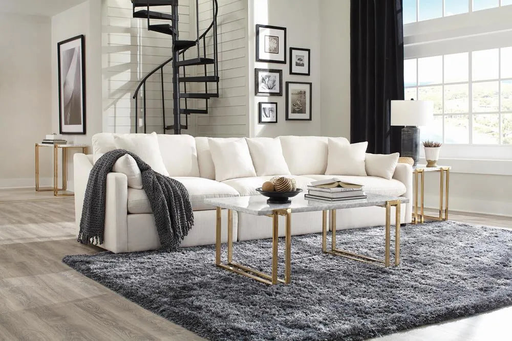 Hobson Off-White Cushion Back Armless Chair by Coaster at Eve Furniture