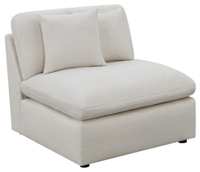 Hobson Off-White Cushion Back Armless Chair by Coaster at Eve Furniture