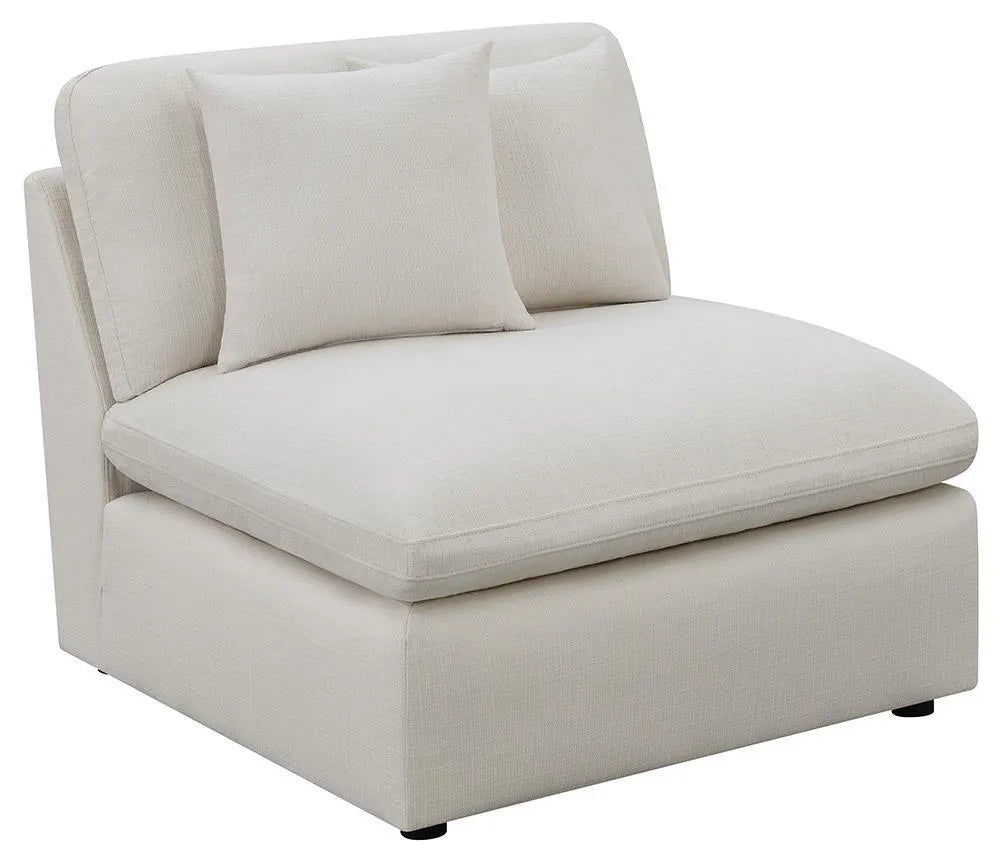 Hobson Off-White Cushion Back Armless Chair by Coaster at Eve Furniture