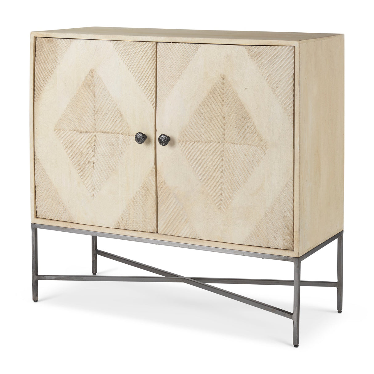Hogarth 36.0L x 16.0W x 34.0H 2 Door Blonde Wood Accent Cabinet by Mercana at Eve Furniture
