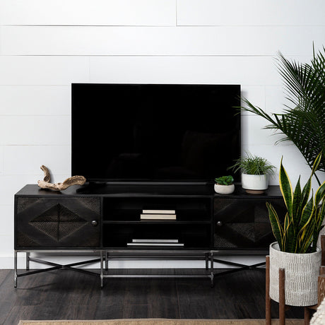 Hogarth I Dark Brown Solid Wood TV Stand Media Console with Storage by Mercana at Eve Furniture