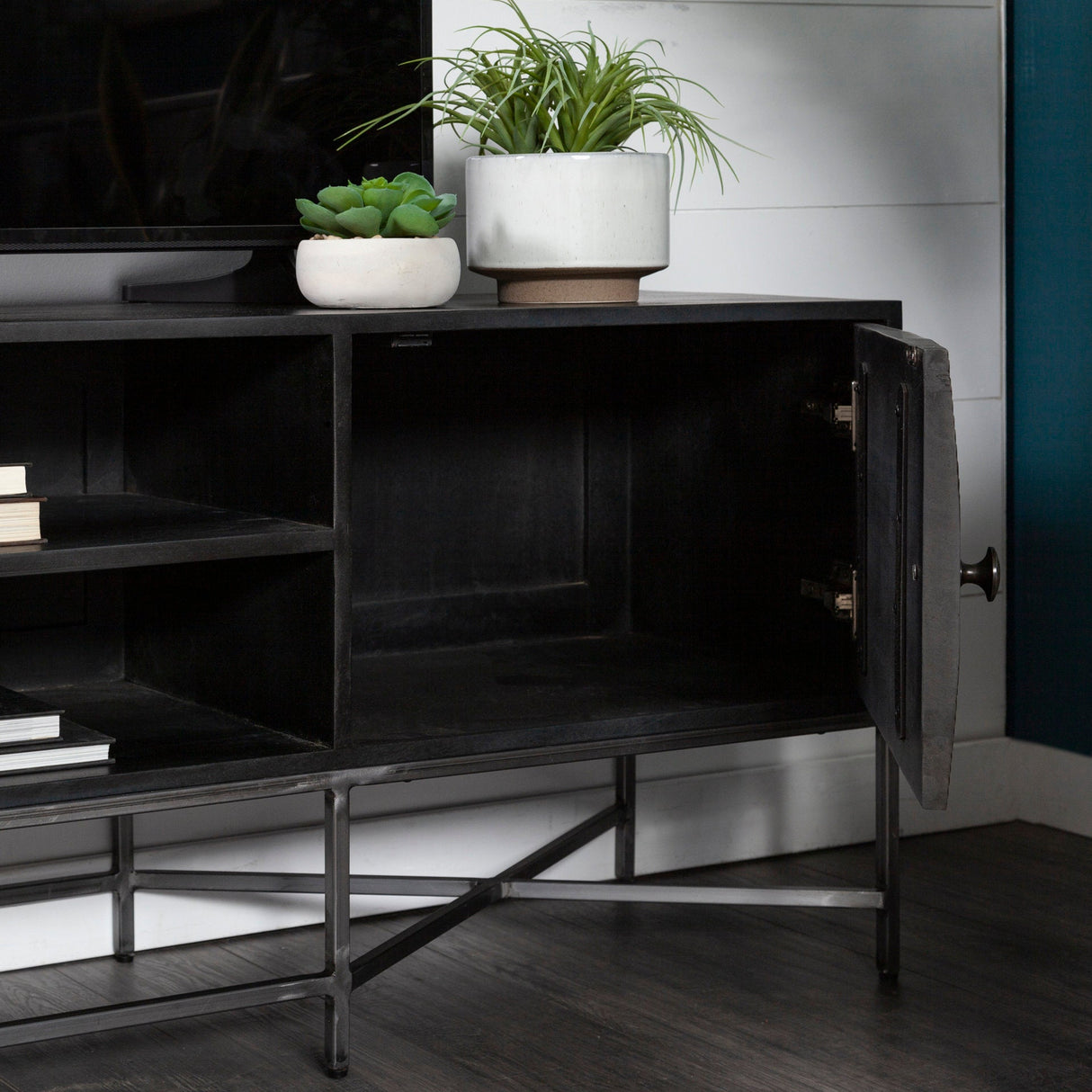 Hogarth I Dark Brown Solid Wood TV Stand Media Console with Storage by Mercana at Eve Furniture