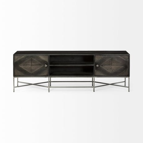Hogarth I Dark Brown Solid Wood TV Stand Media Console with Storage by Mercana at Eve Furniture