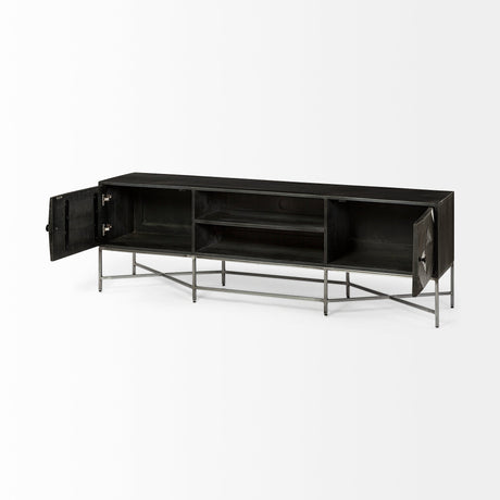 Hogarth I Dark Brown Solid Wood TV Stand Media Console with Storage by Mercana at Eve Furniture