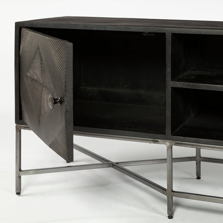 Hogarth I Dark Brown Solid Wood TV Stand Media Console with Storage by Mercana at Eve Furniture